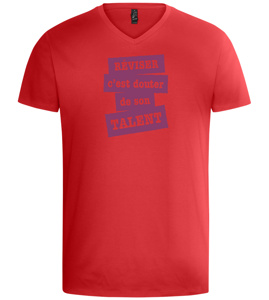 Réviser c'est Douter de Son Talent Design - Basic men's v-neck t-shirt_RED_front