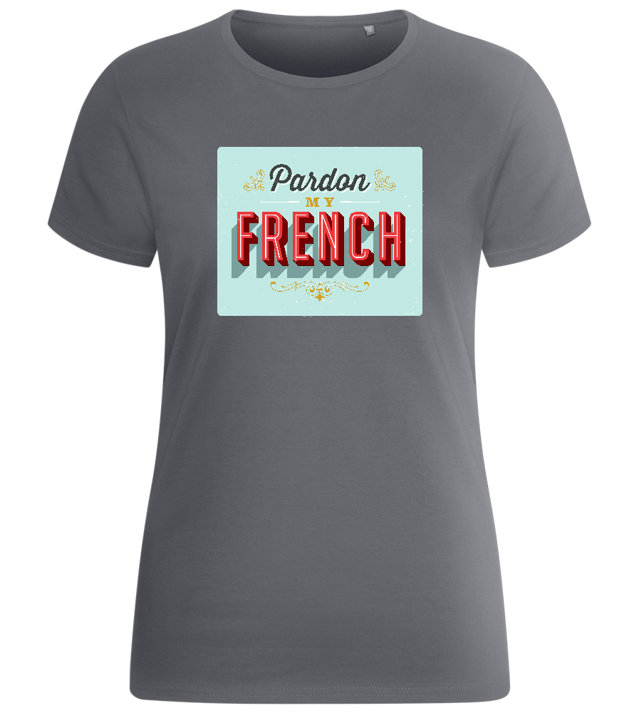 Pardon My French Design - Basic women's fitted t-shirt_MOUSE GREY_front