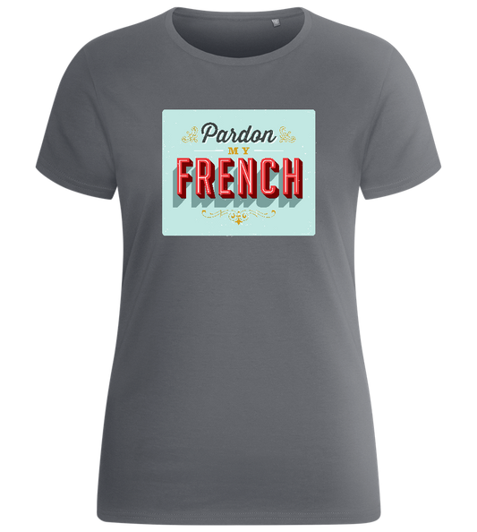 Pardon My French Design - Basic women's fitted t-shirt_MOUSE GREY_front