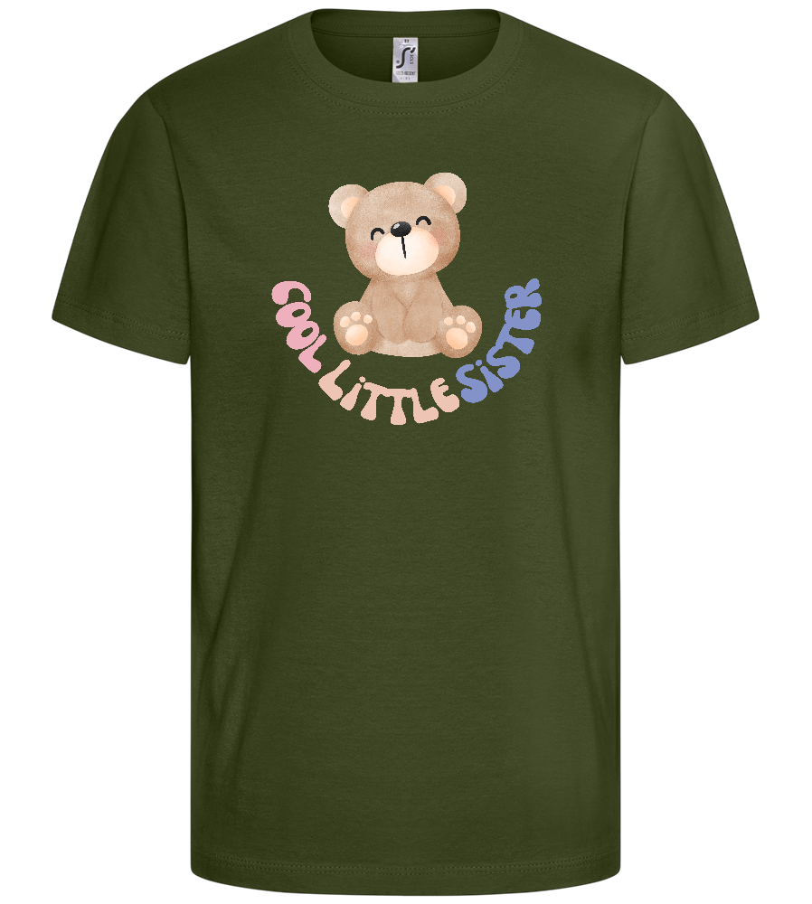 Cool Little Sister Teddy Bear Design - Basic kids t-shirt_ARMY_front