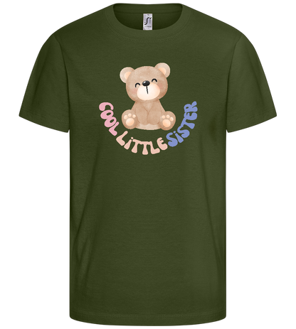 Cool Little Sister Teddy Bear Design - Basic kids t-shirt_ARMY_front