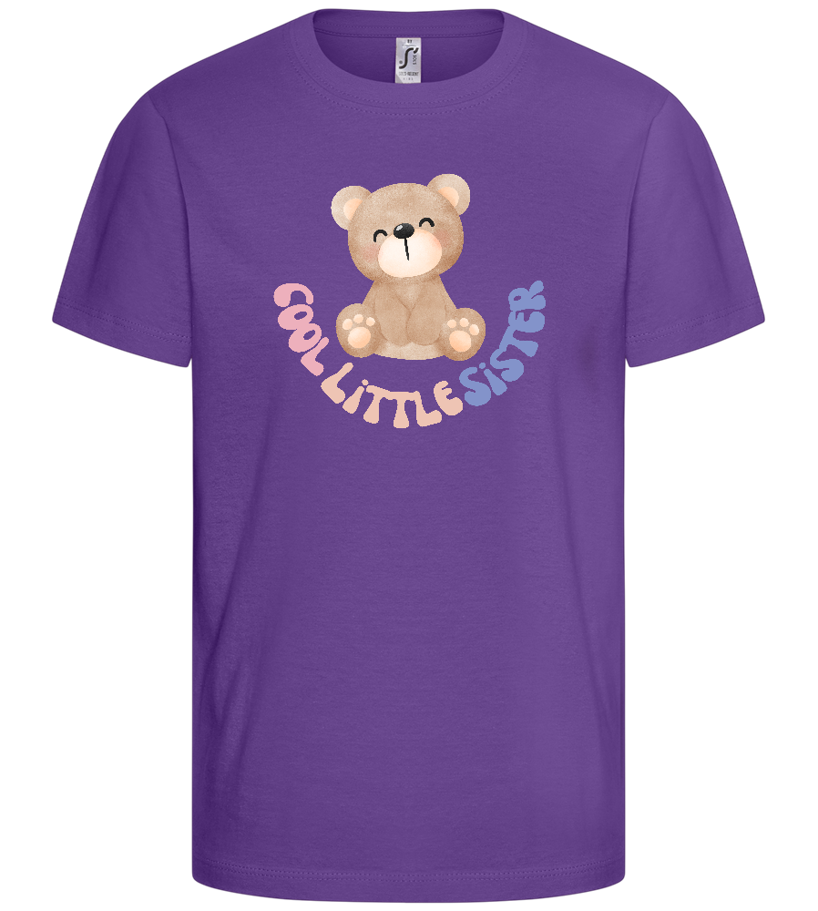 Cool Little Sister Teddy Bear Design - Basic kids t-shirt_DARK PURPLE_front