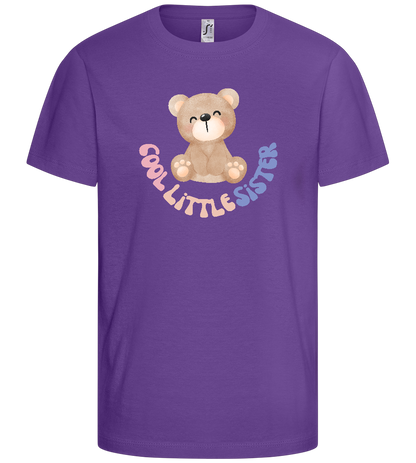 Cool Little Sister Teddy Bear Design - Basic kids t-shirt_DARK PURPLE_front