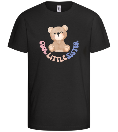 Cool Little Sister Teddy Bear Design - Basic kids t-shirt_DEEP BLACK_front