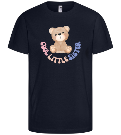 Cool Little Sister Teddy Bear Design - Basic kids t-shirt_FRENCH NAVY_front