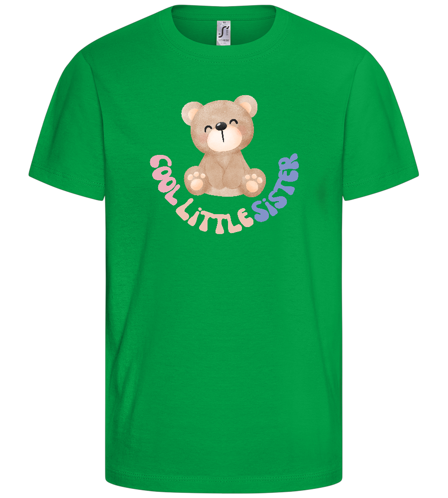 Cool Little Sister Teddy Bear Design - Basic kids t-shirt_MEADOW GREEN_front