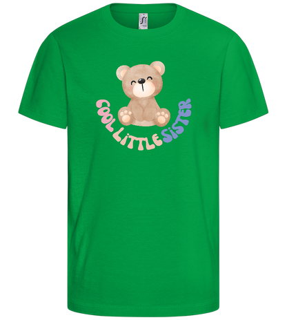 Cool Little Sister Teddy Bear Design - Basic kids t-shirt_MEADOW GREEN_front