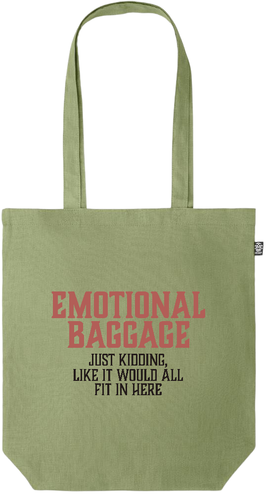 Emotional Baggage Design - Premium colored organic hemp tote bag_GREEN_front