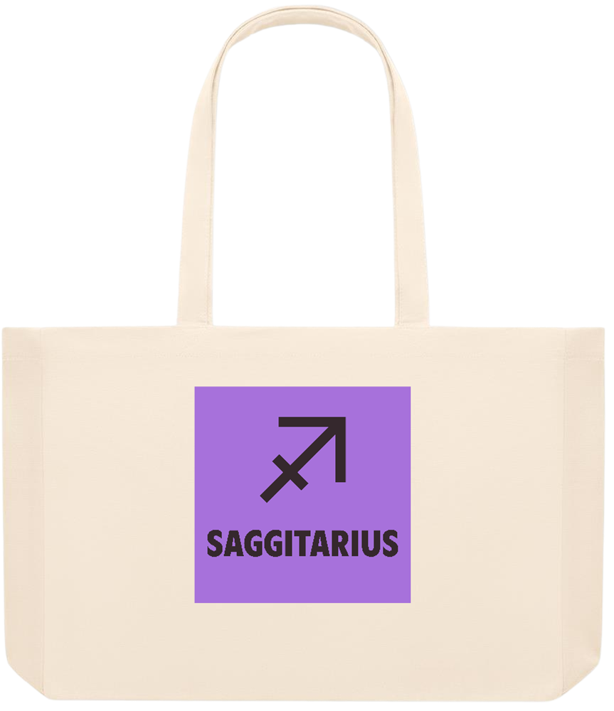 Zodiac Saggitarius Design - Premium large recycled beach tote bag_BEIGE_front