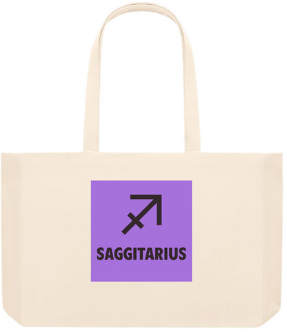 Zodiac Saggitarius Design - Premium large recycled beach tote bag_BEIGE_front