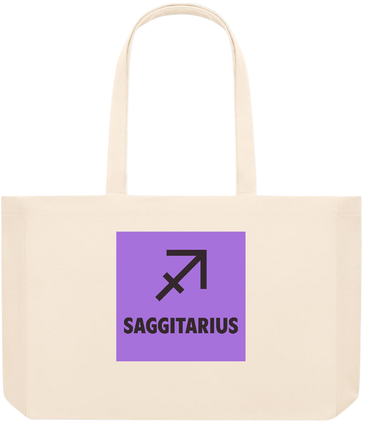 Zodiac Saggitarius Design - Premium large recycled beach tote bag_BEIGE_front