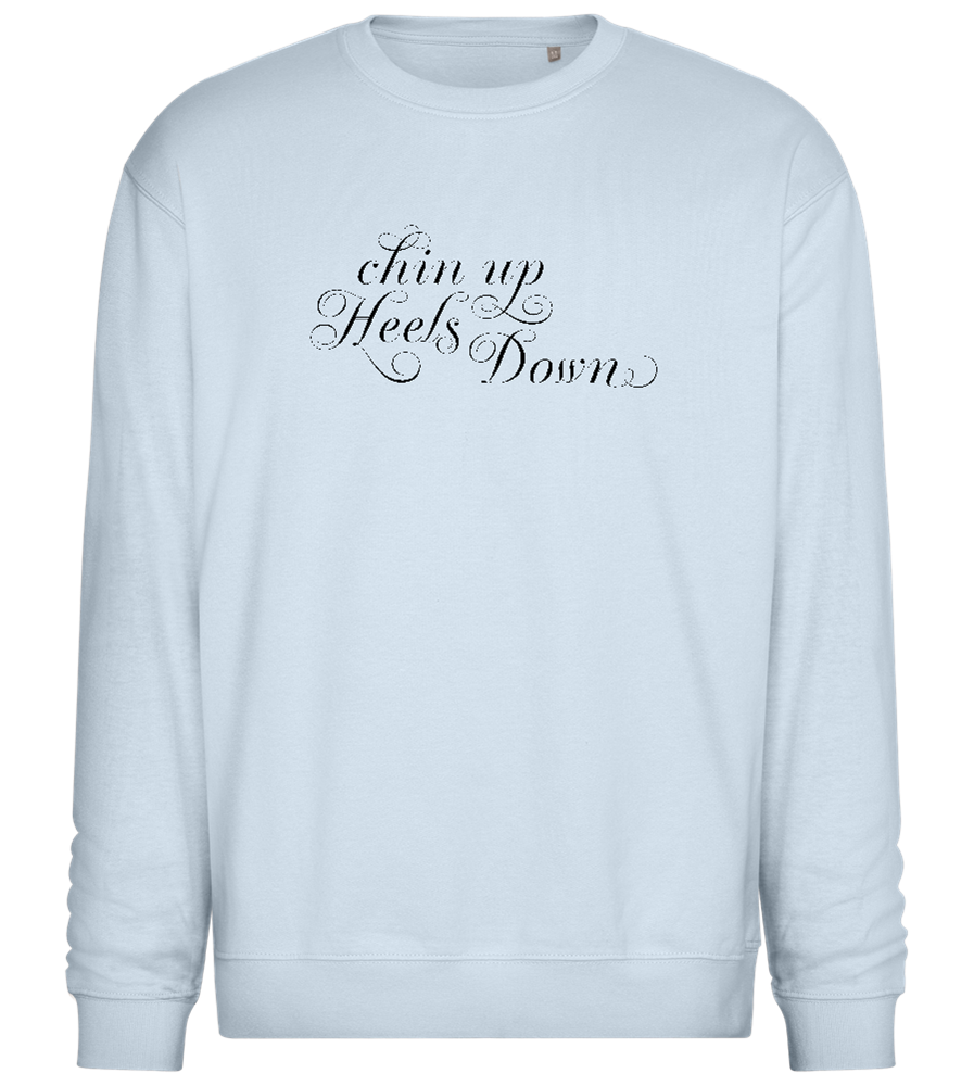 Chin Up Heels Down Design - Comfort Essential Unisex Sweater_CREAMY BLUE_front