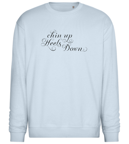 Chin Up Heels Down Design - Comfort Essential Unisex Sweater_CREAMY BLUE_front