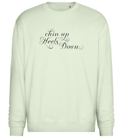 Chin Up Heels Down Design - Comfort Essential Unisex Sweater_CREAMY GREEN_front