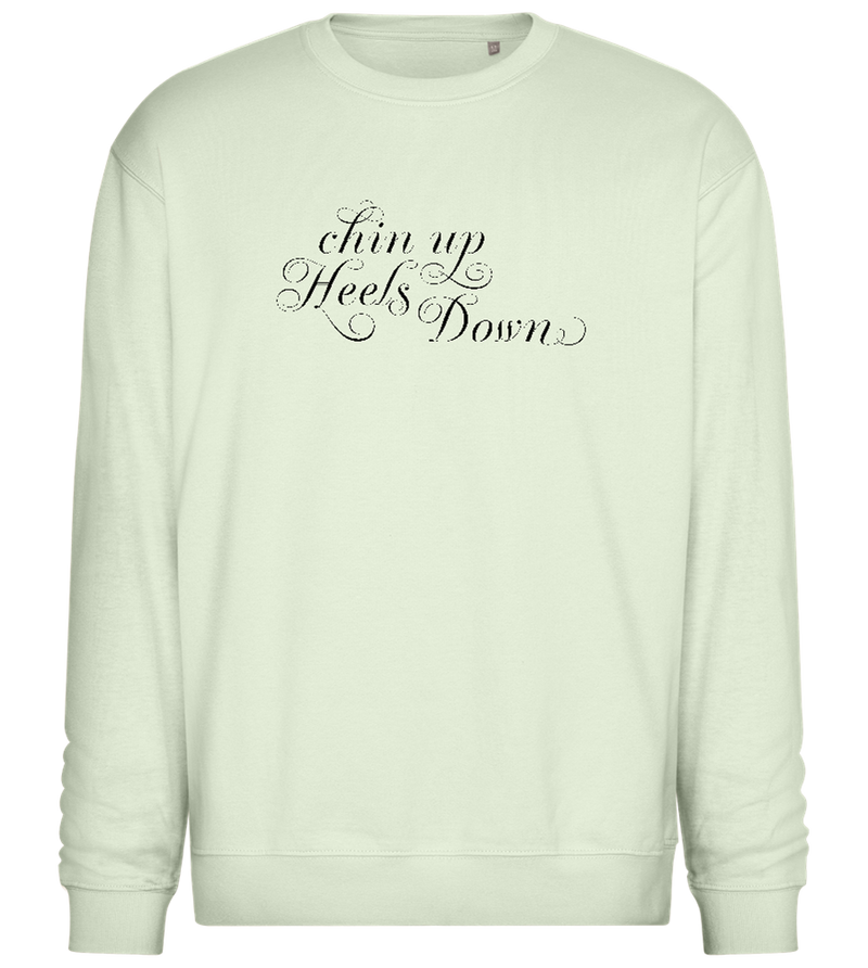 Chin Up Heels Down Design - Comfort Essential Unisex Sweater_CREAMY GREEN_front