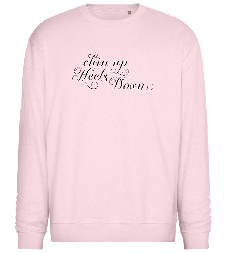 Chin Up Heels Down Design - Comfort Essential Unisex Sweater_LIGHT PEACH ROSE_front