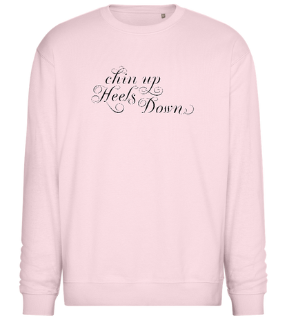 Chin Up Heels Down Design - Comfort Essential Unisex Sweater_LIGHT PEACH ROSE_front