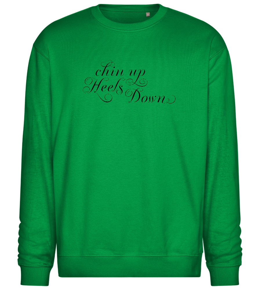 Chin Up Heels Down Design - Comfort Essential Unisex Sweater_MEADOW GREEN_front