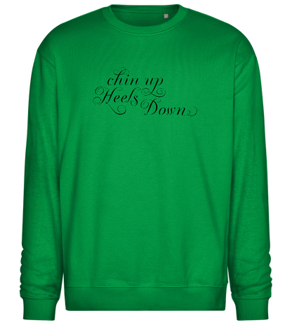 Chin Up Heels Down Design - Comfort Essential Unisex Sweater_MEADOW GREEN_front