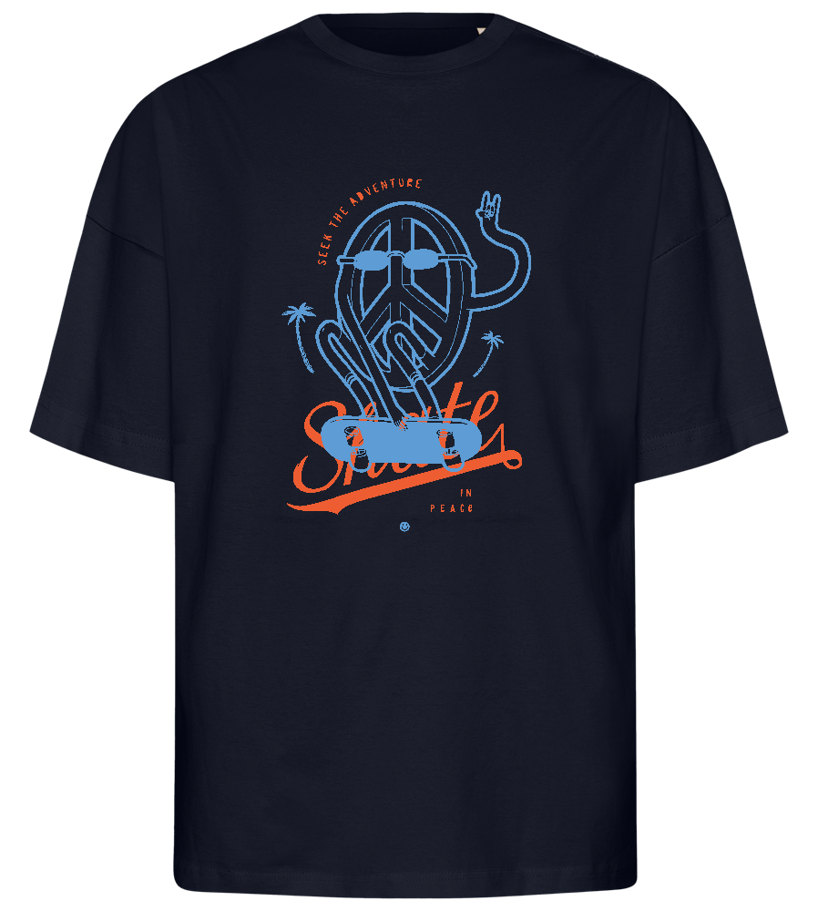 Skating Peace Sign Design - Premium men's oversized t-shirt_FRENCH NAVY_front