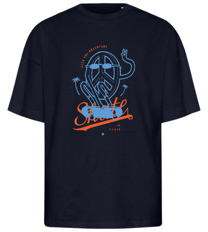 Skating Peace Sign Design - Premium men's oversized t-shirt_FRENCH NAVY_front