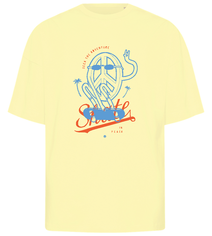 Skating Peace Sign Design - Premium men's oversized t-shirt_LIGHT YELLOW_front