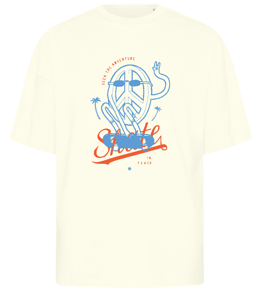 Skating Peace Sign Design - Premium men's oversized t-shirt_OFF-WHITE_front