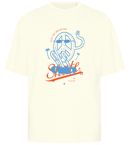 Skating Peace Sign Design - Premium men's oversized t-shirt_OFF-WHITE_front