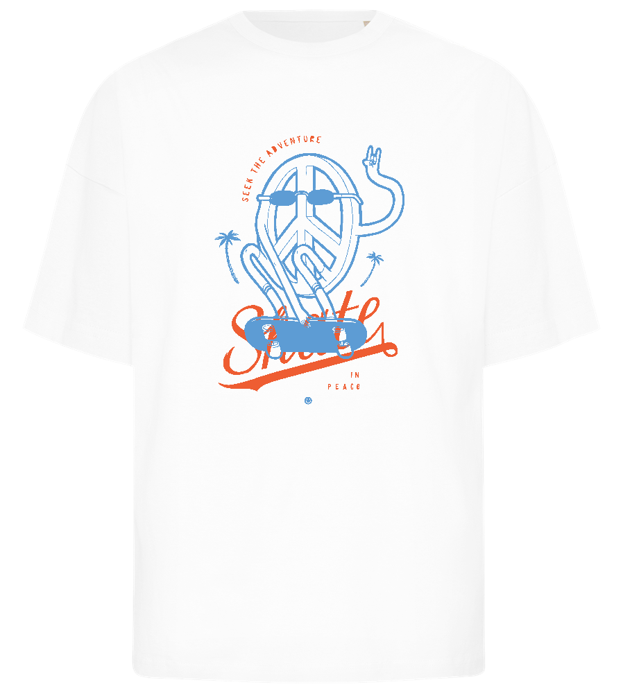 Skating Peace Sign Design - Premium men's oversized t-shirt_WHITE_front