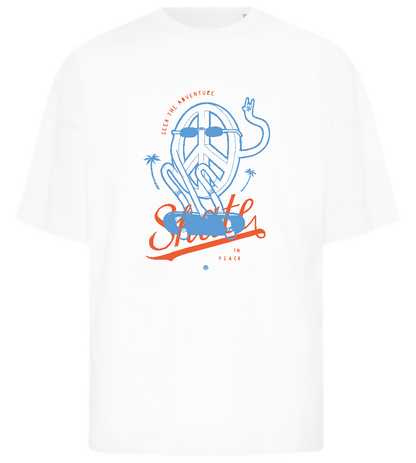 Skating Peace Sign Design - Premium men's oversized t-shirt_WHITE_front