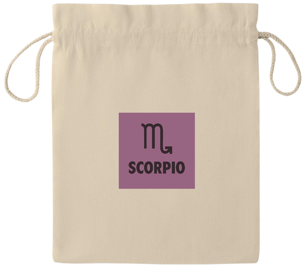 Zodiac Scorpio Design - Essential medium drawcord gift bag_BEIGE_front