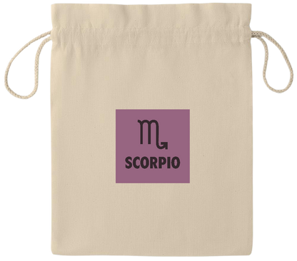 Zodiac Scorpio Design - Essential medium drawcord gift bag_BEIGE_front