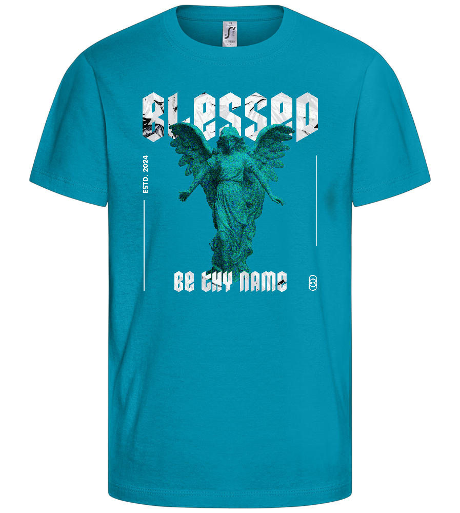 Blessed By An Angel Design - Comfort kids fitted t-shirt_TURQUOISE_front