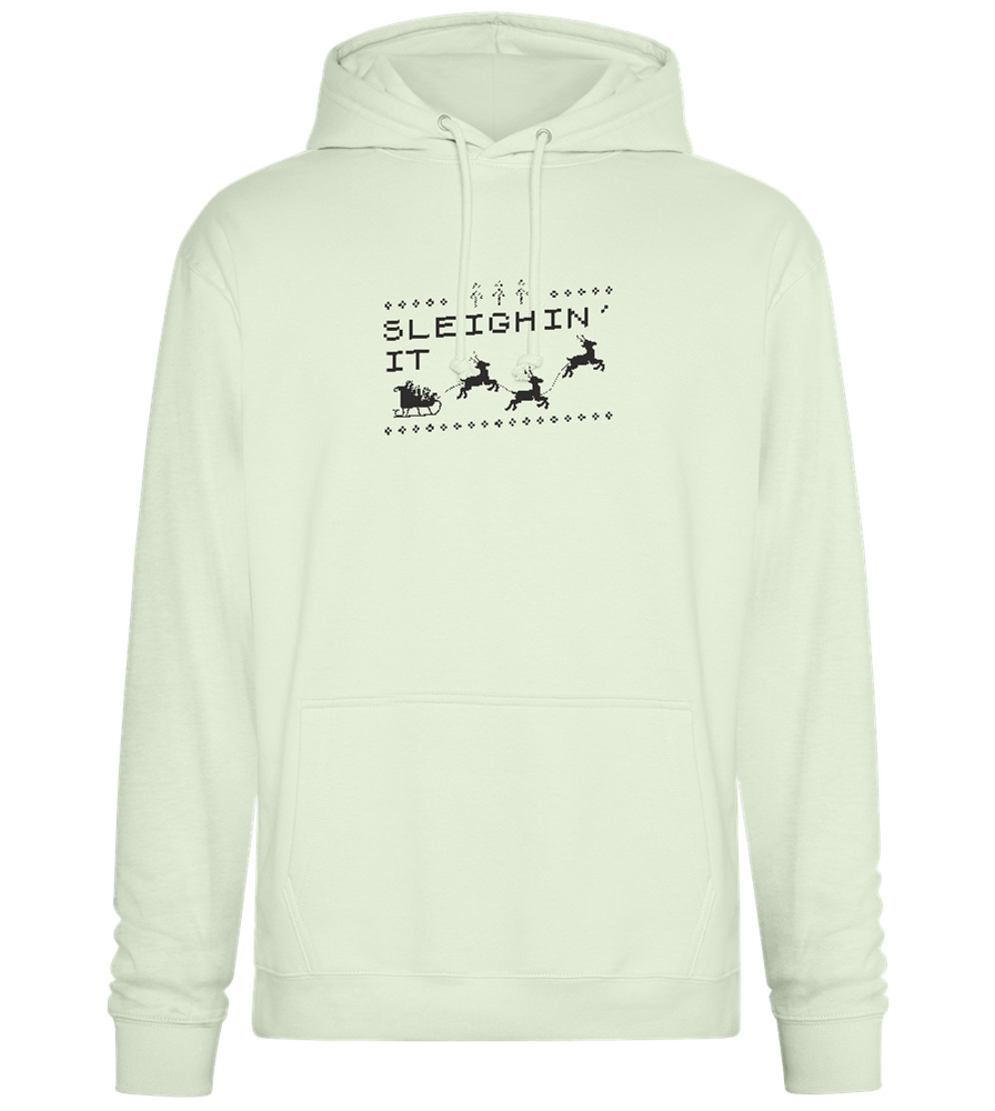 Sleighin' It Design - Premium Essential Unisex Hoodie_CREAMY GREEN_front