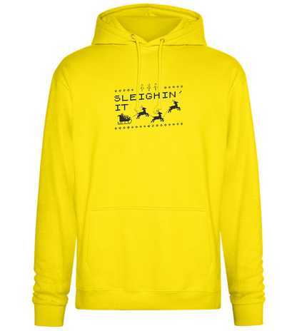 Sleighin' It Design - Premium Essential Unisex Hoodie_YELLOW_front