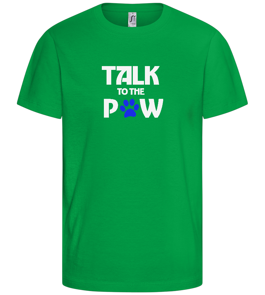 Talk to the Paw Design - Basic kids t-shirt_MEADOW GREEN_front