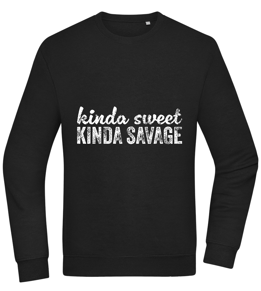 Kinda Sweet Kinda Savage Design - Comfort Essential Unisex Sweater_BLACK_front