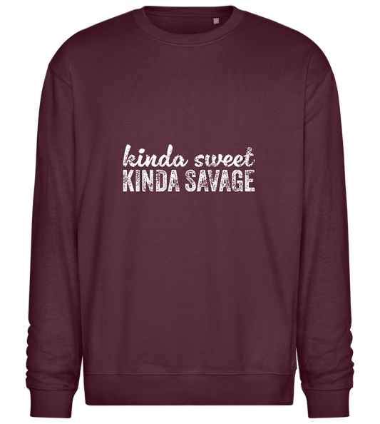 Kinda Sweet Kinda Savage Design - Comfort Essential Unisex Sweater_BORDEAUX_front