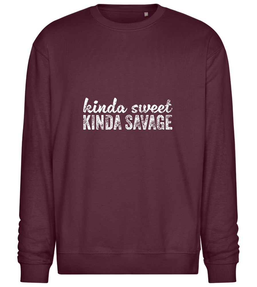 Kinda Sweet Kinda Savage Design - Comfort Essential Unisex Sweater_BORDEAUX_front