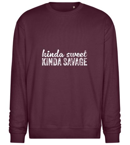 Kinda Sweet Kinda Savage Design - Comfort Essential Unisex Sweater_BORDEAUX_front