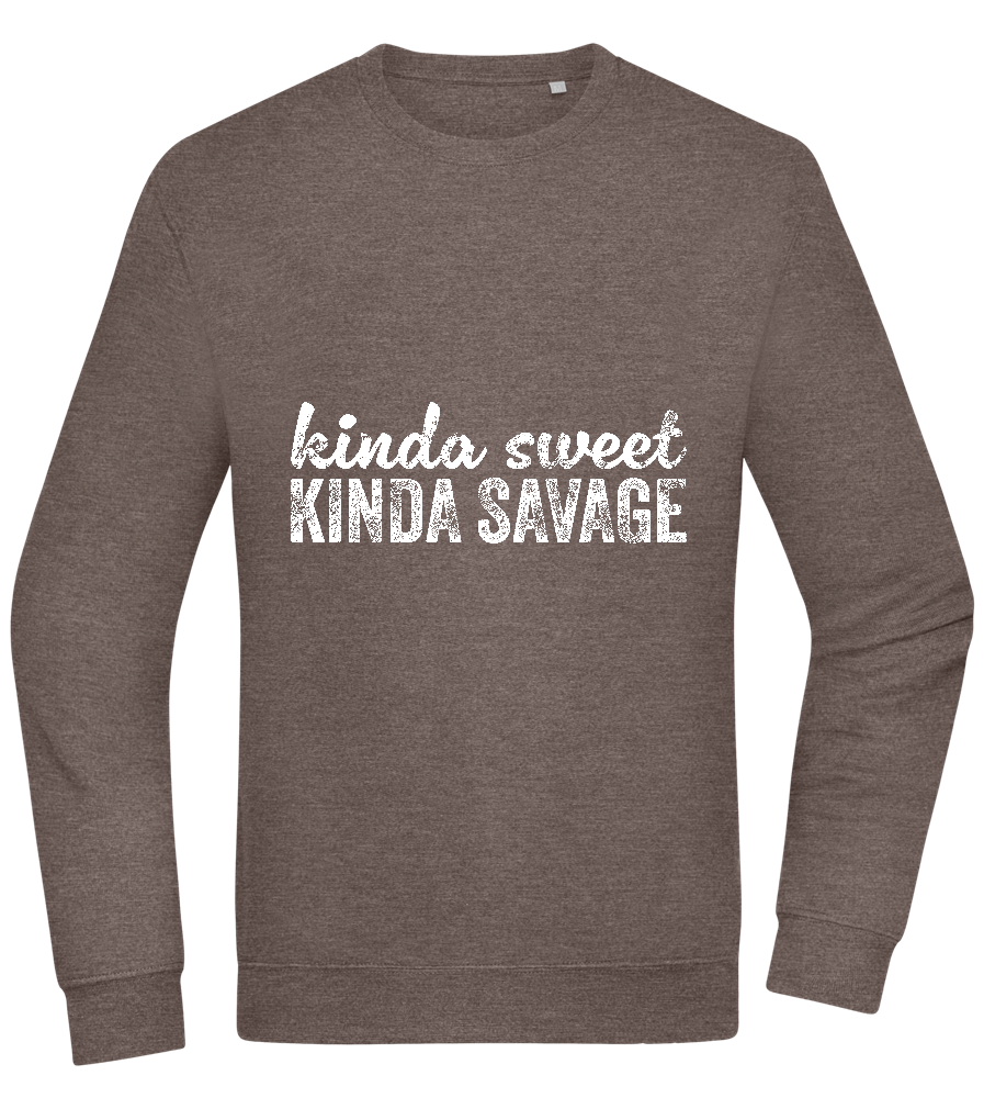 Kinda Sweet Kinda Savage Design - Comfort Essential Unisex Sweater_CHARCOAL CHIN_front