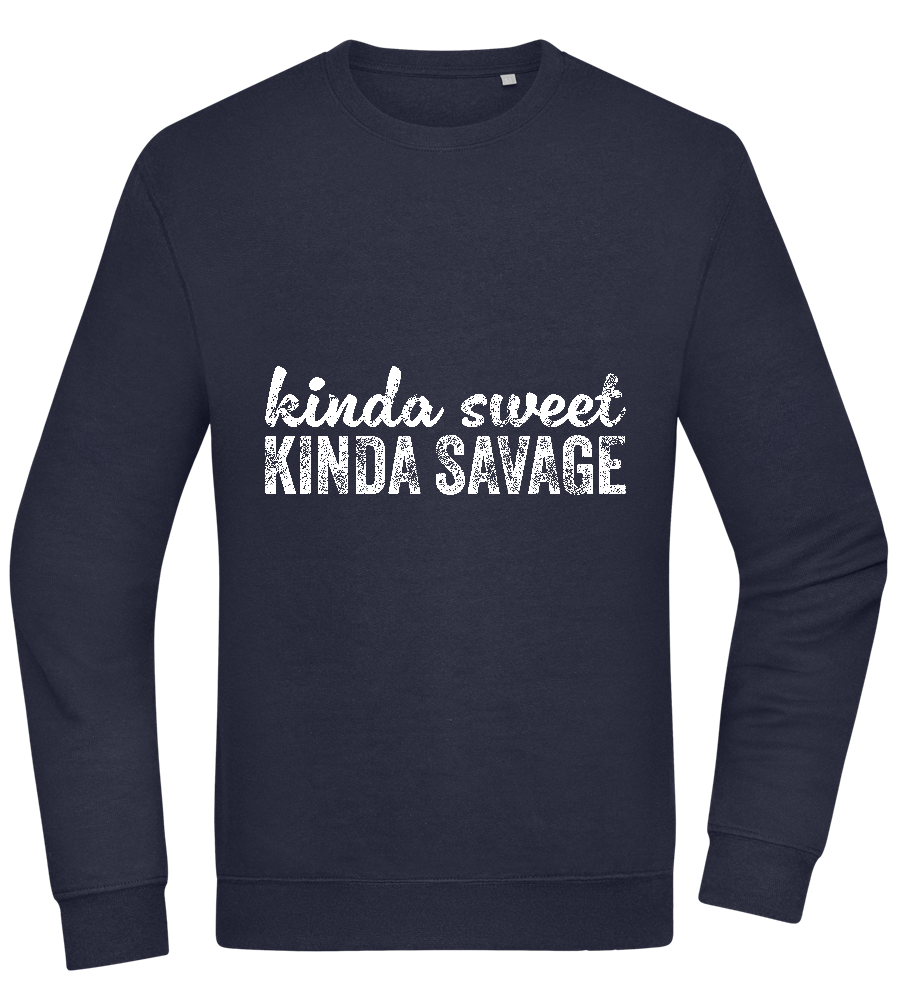 Kinda Sweet Kinda Savage Design - Comfort Essential Unisex Sweater_FRENCH NAVY_front