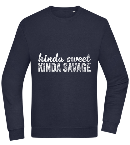 Kinda Sweet Kinda Savage Design - Comfort Essential Unisex Sweater_FRENCH NAVY_front