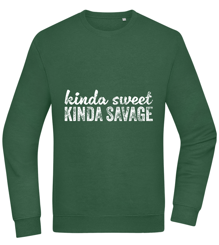 Kinda Sweet Kinda Savage Design - Comfort Essential Unisex Sweater_GREEN BOTTLE_front