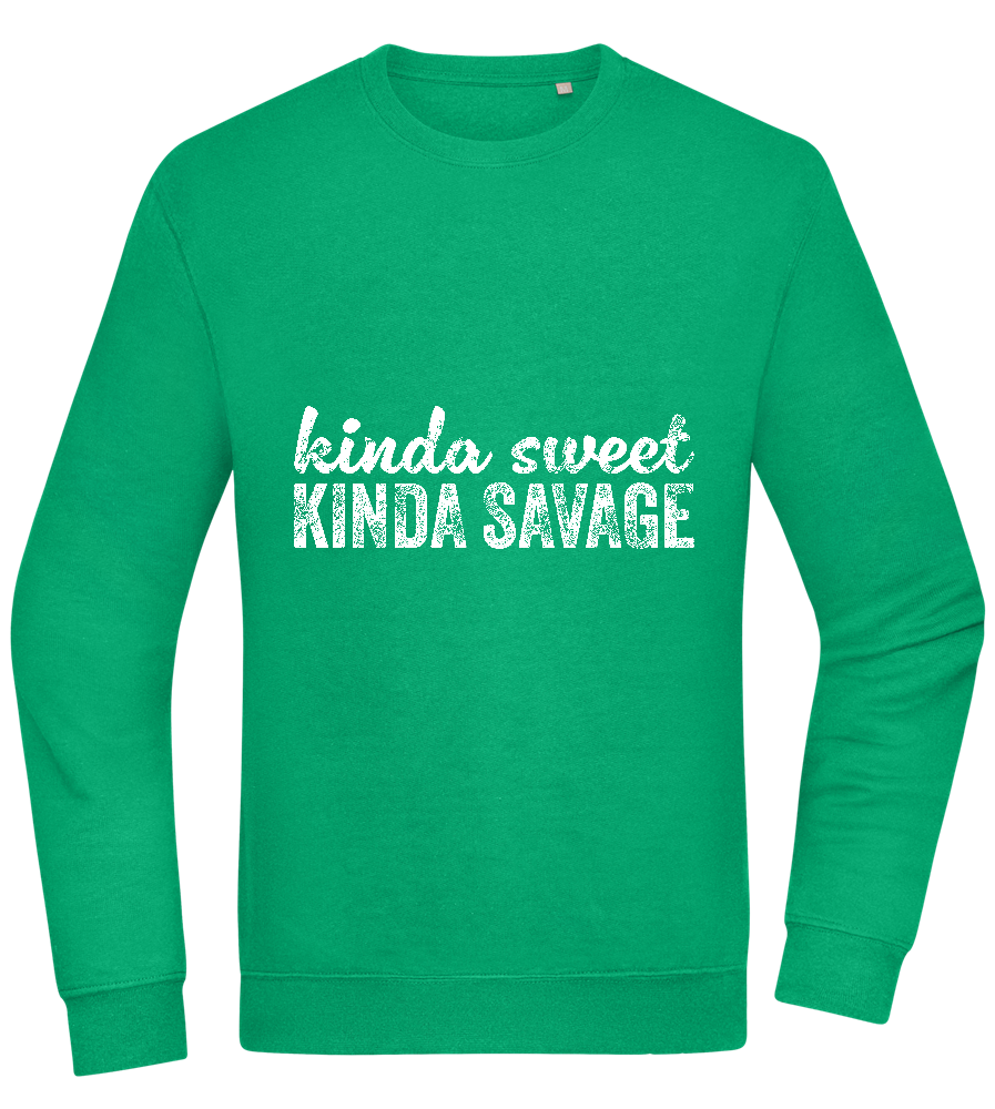 Kinda Sweet Kinda Savage Design - Comfort Essential Unisex Sweater_MEADOW GREEN_front