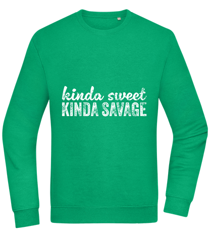 Kinda Sweet Kinda Savage Design - Comfort Essential Unisex Sweater_MEADOW GREEN_front