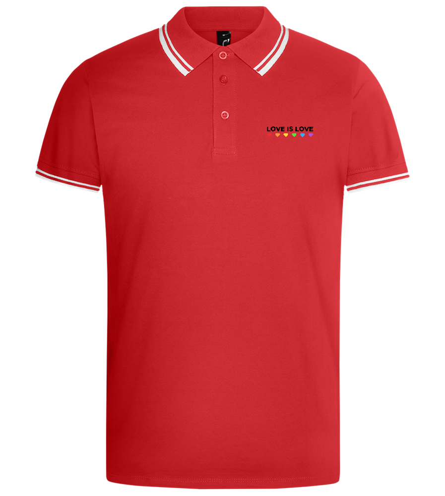 Love is Love Hearts Design - Comfort men's contrast polo shirt_RED WHITE_front