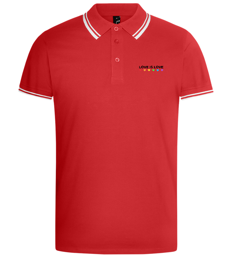 Love is Love Hearts Design - Comfort men's contrast polo shirt_RED WHITE_front