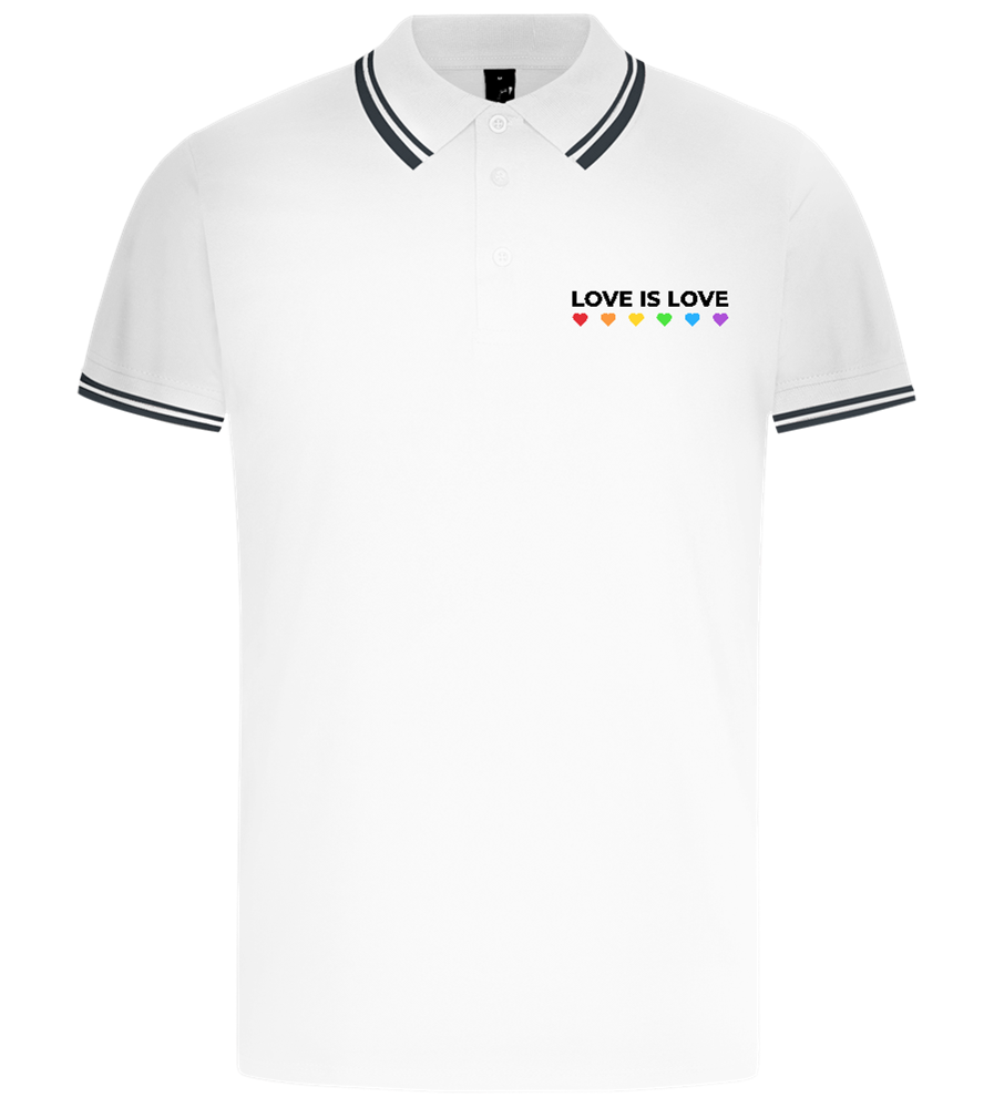 Love is Love Hearts Design - Comfort men's contrast polo shirt_WHITE/NAVY_front