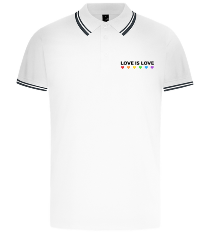 Love is Love Hearts Design - Comfort men's contrast polo shirt_WHITE/NAVY_front